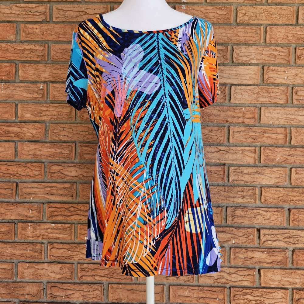 Cable & gauge high-low bright, colorful tropical print Size XL